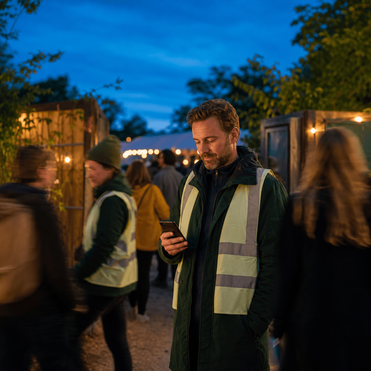 Ein Event-Organisator koordiniert den laufenden Einlass mit CrewIO